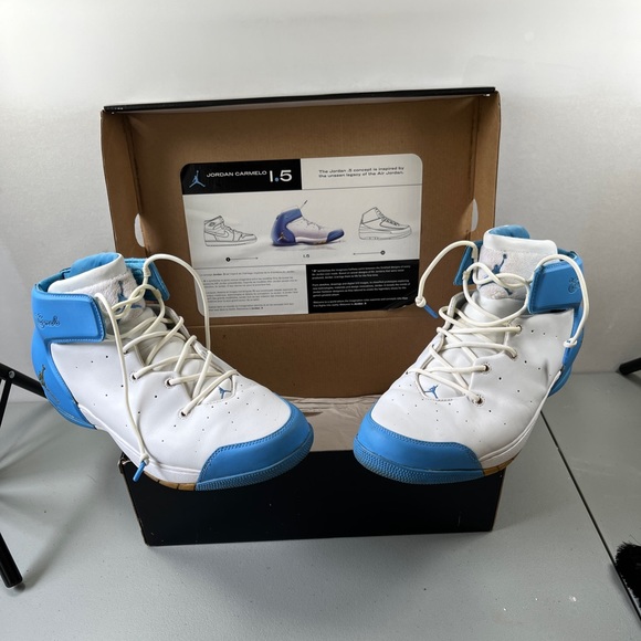 Jordan | Shoes | Size 1 Jordan Melo 15 White University Blue 39265171 Og  Carmello Nds 2004 | Poshmark